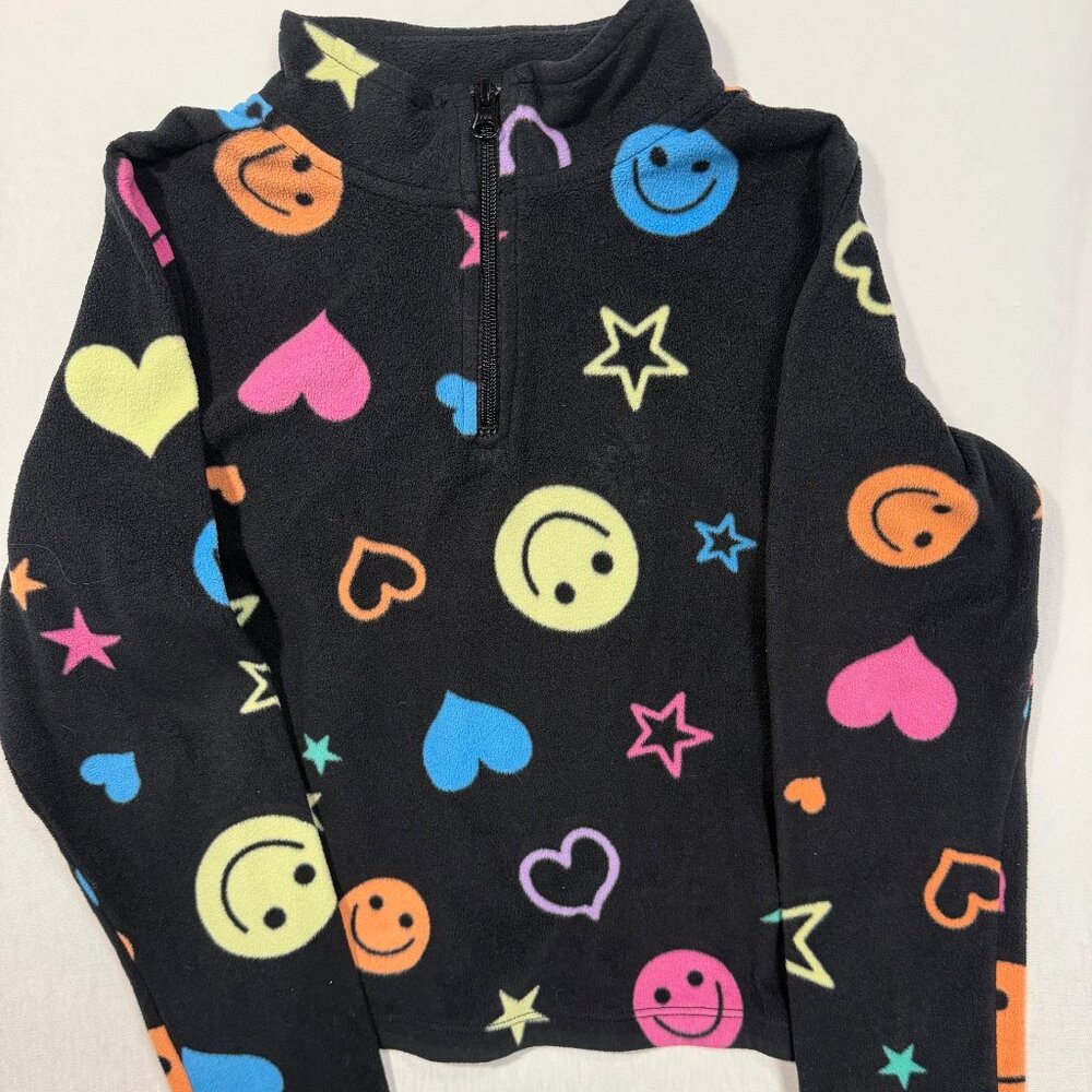 Childrens Place 10/12 Fleece Smiley Graphic Pullover - Picture 1 of 8
